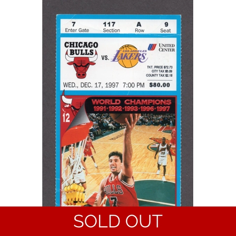 1997-98 Chicago Bulls LA Lakers 12/17/97 Michael Jordan Kobe Bryant Ticket Stub